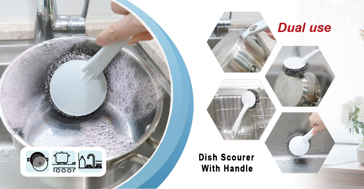 Dish Scourer with handle-product description